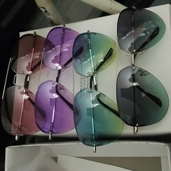 New boutiqBig Aviator  OVERSIZED Metal Gradient Women Sunglasses Shadz GAFAS new - Picture 3 of 4